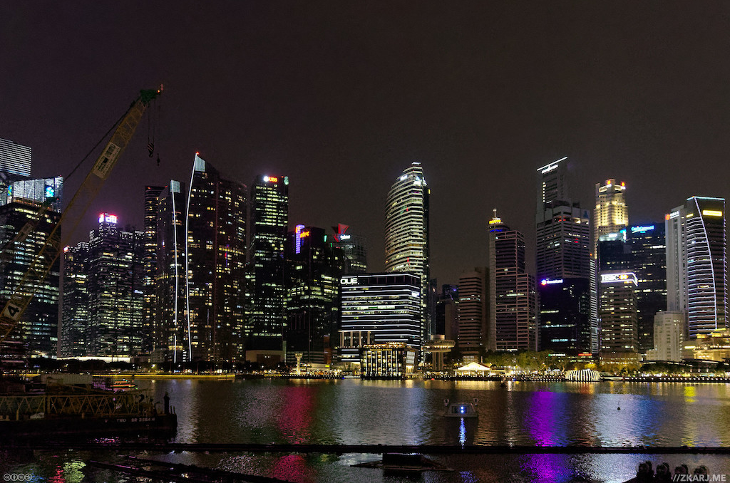 Singapore night time cityscape